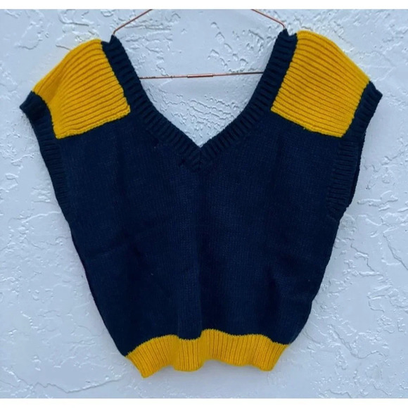 VTG Little Lisa Womens Pullover V Neck Sleeveless Sweater Top Colorblock Sz S - Picture 2 of 6